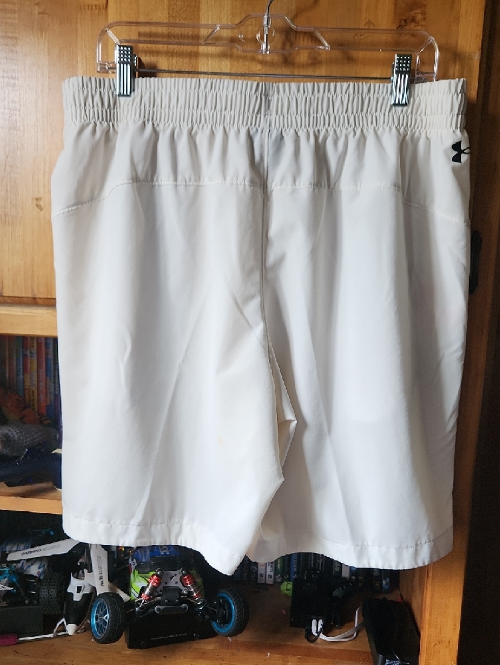 Under Armour Cream Athletic Shorts with Black Logos - Picture 6 of 10